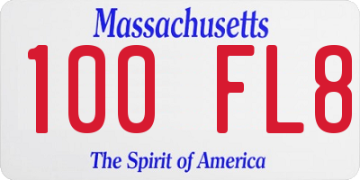 MA license plate 100FL8