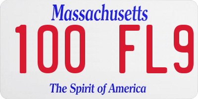 MA license plate 100FL9