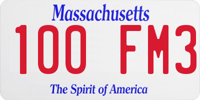 MA license plate 100FM3