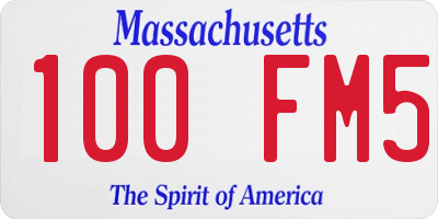 MA license plate 100FM5