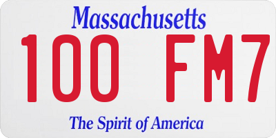 MA license plate 100FM7