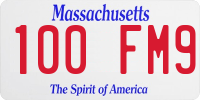 MA license plate 100FM9