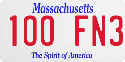 MA license plate 100FN3