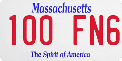 MA license plate 100FN6