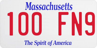 MA license plate 100FN9