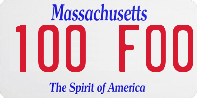 MA license plate 100FO0