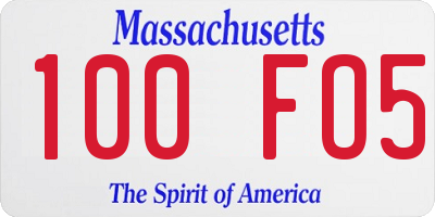 MA license plate 100FO5