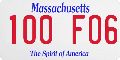 MA license plate 100FO6