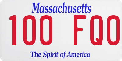 MA license plate 100FQ0