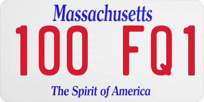 MA license plate 100FQ1