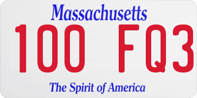MA license plate 100FQ3