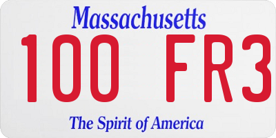 MA license plate 100FR3