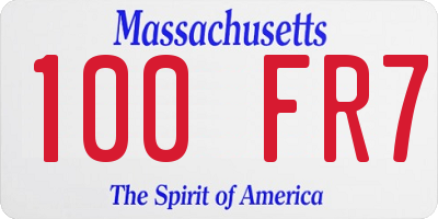 MA license plate 100FR7