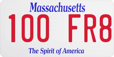 MA license plate 100FR8