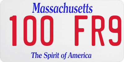 MA license plate 100FR9