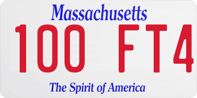 MA license plate 100FT4