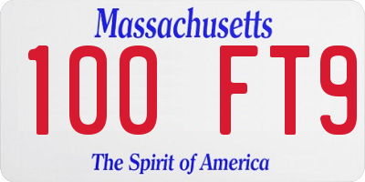 MA license plate 100FT9