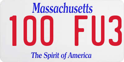 MA license plate 100FU3