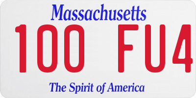 MA license plate 100FU4