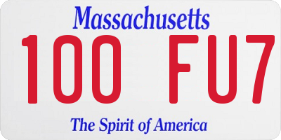 MA license plate 100FU7