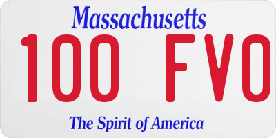 MA license plate 100FV0