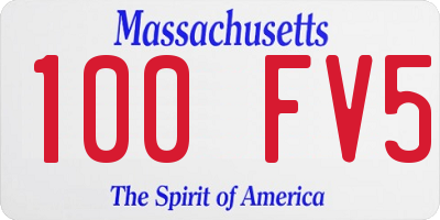 MA license plate 100FV5