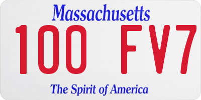 MA license plate 100FV7