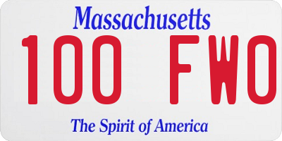 MA license plate 100FW0