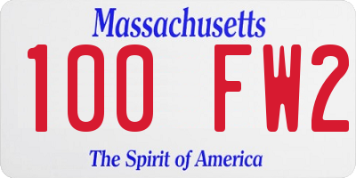 MA license plate 100FW2