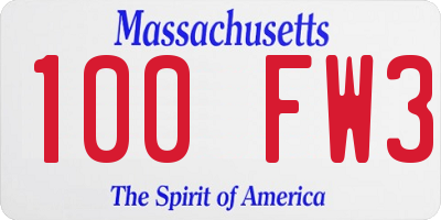 MA license plate 100FW3