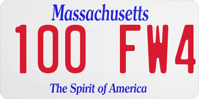 MA license plate 100FW4