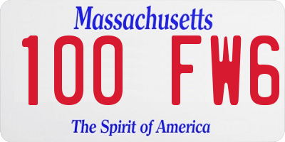 MA license plate 100FW6