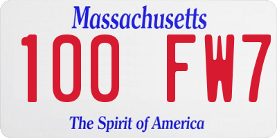 MA license plate 100FW7