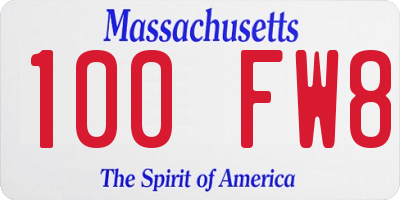 MA license plate 100FW8