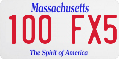 MA license plate 100FX5