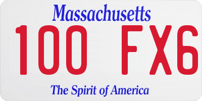 MA license plate 100FX6