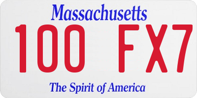 MA license plate 100FX7