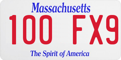 MA license plate 100FX9