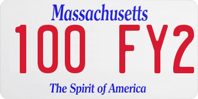 MA license plate 100FY2