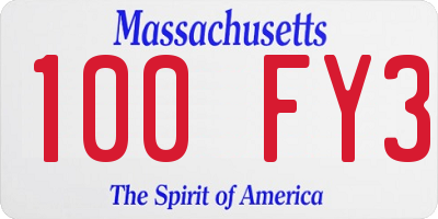 MA license plate 100FY3