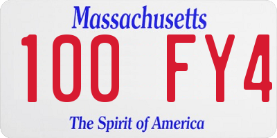 MA license plate 100FY4