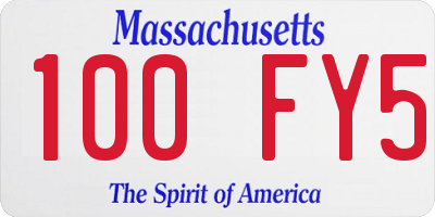 MA license plate 100FY5