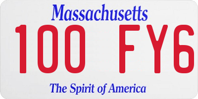 MA license plate 100FY6