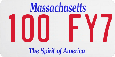 MA license plate 100FY7
