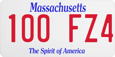 MA license plate 100FZ4