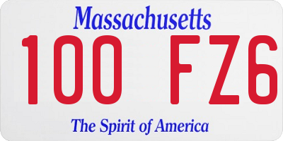 MA license plate 100FZ6
