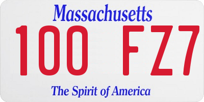 MA license plate 100FZ7