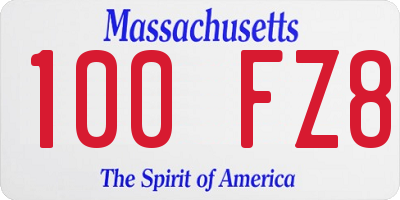 MA license plate 100FZ8