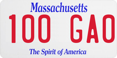 MA license plate 100GA0