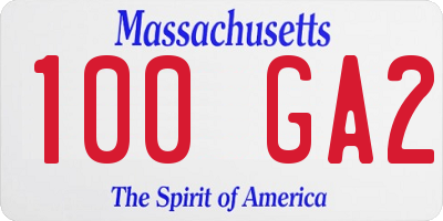 MA license plate 100GA2